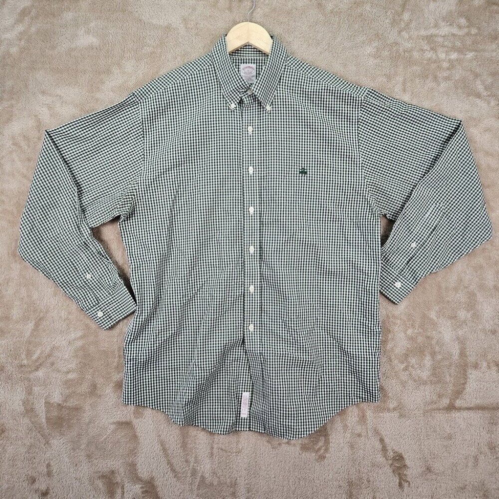 Brooks Brothers Dress Shirt Non-Iron Plaid Long Sleeve Button Down Men's Size L